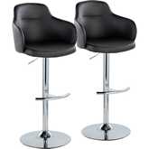 Boyne Adjustable Swivel Bar Stool in Chrome & Black Leatherette (Set of 2)